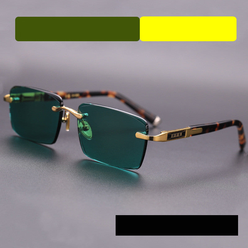 Lucky Dark Green Frameless Trimmed Sunglasses