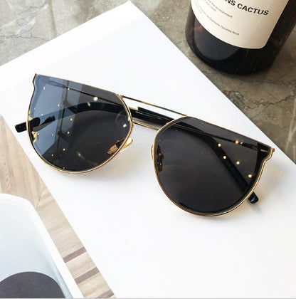 star with the same paragraph sunglasses female big box plain face photo sunglasses cut edge half frame sunglasses men glasses