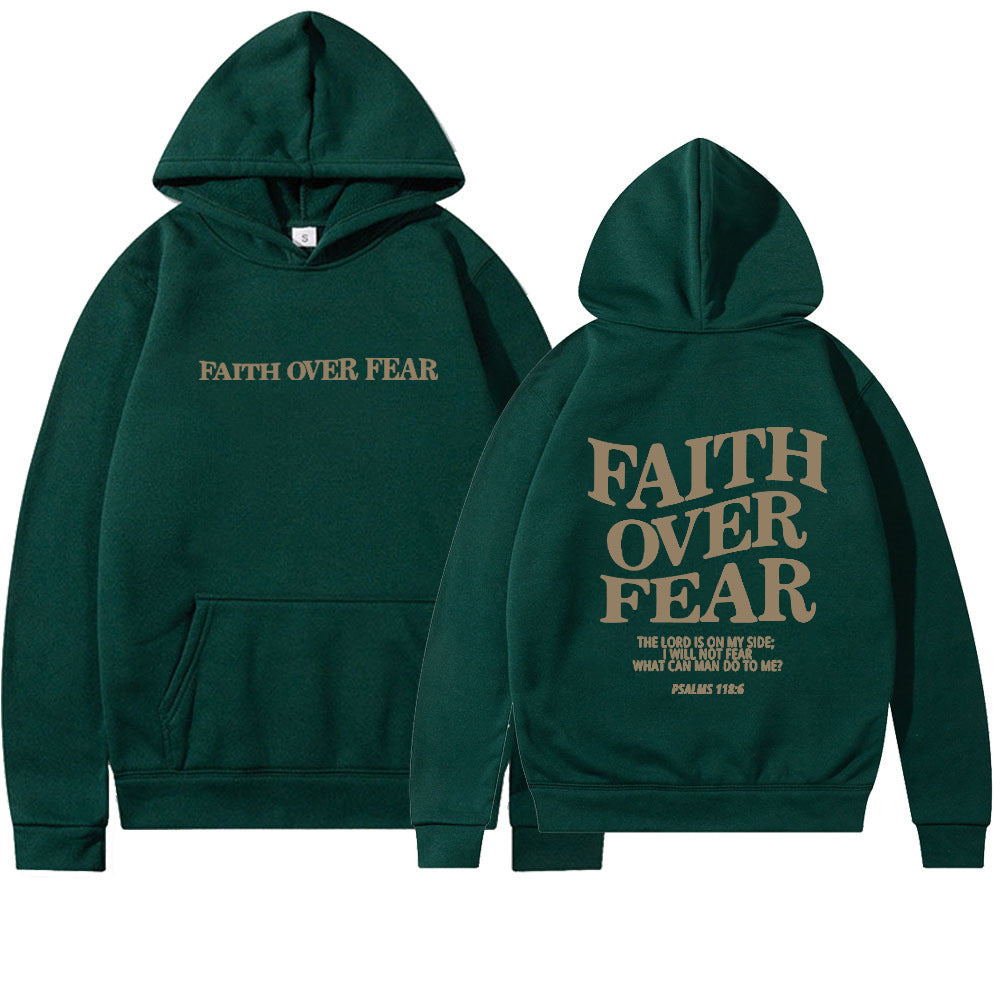 Sweat à capuche chrétien Faith Over Fear Sweat-shirt chrétien Sweat à capuche Jésus Sweat à capuche tendance T-shirt verset biblique Vêtements esthétiques unisexes