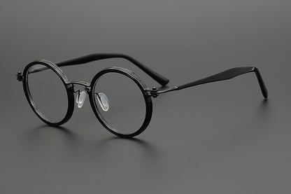 Pure Titanium Retro Handmade Round Frame Tortoiseshell  Myopia Frames