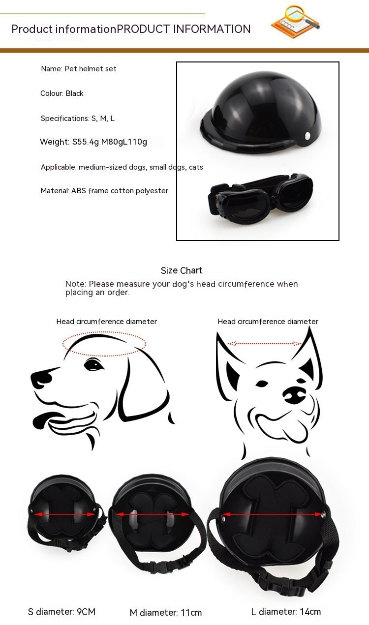 PET Helmet Helmet Dogs And Cats Outing Motorcycle Cap Headwear Pet Toy Hat Sunglasses Helmet Set