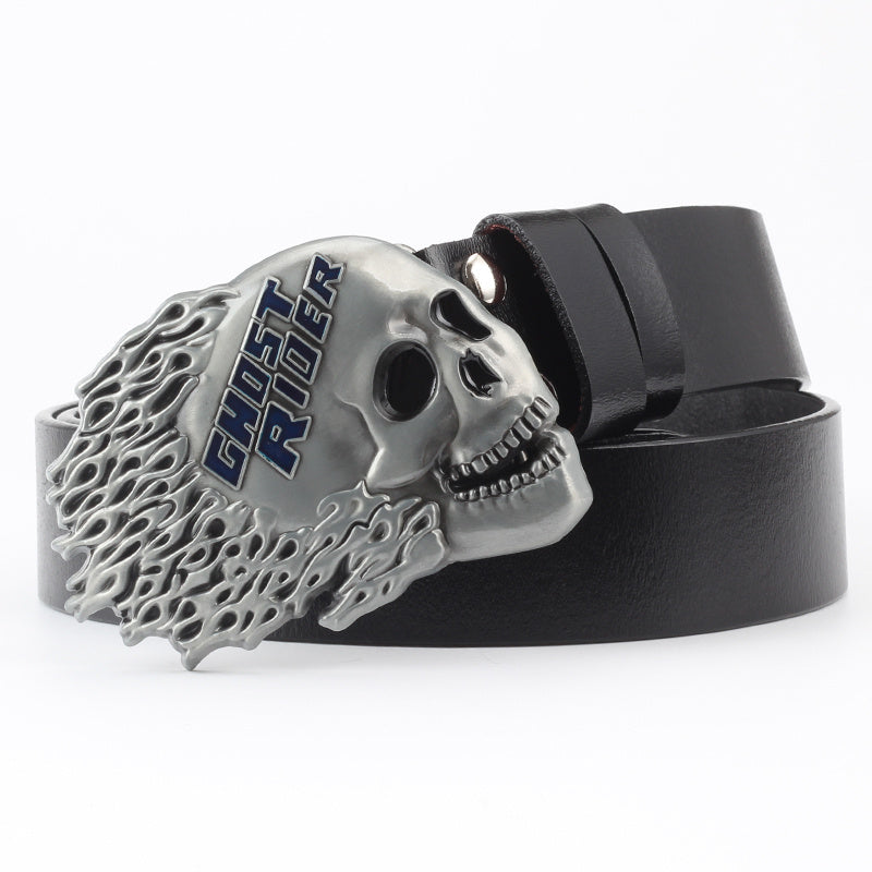 Leisure Skull Decoration Belt Pure Leather