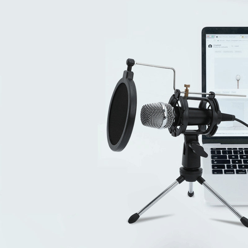 Mini ordinateur portable de diffusion en direct avec microphone sur pied en aluminium