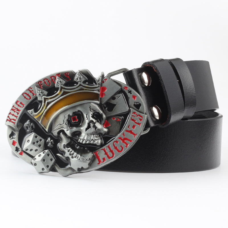 Leisure Skull Decoration Belt Pure Leather