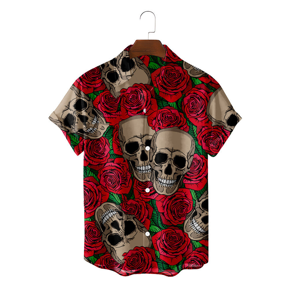 Sommer Casual 3D Totenkopf Herren Hawaiihemd