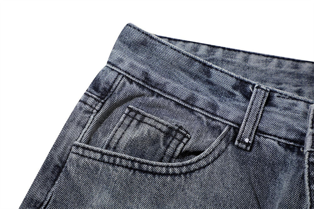 Jeans mit Totenkopf-Stickerei und Tinte gewaschen für Herren