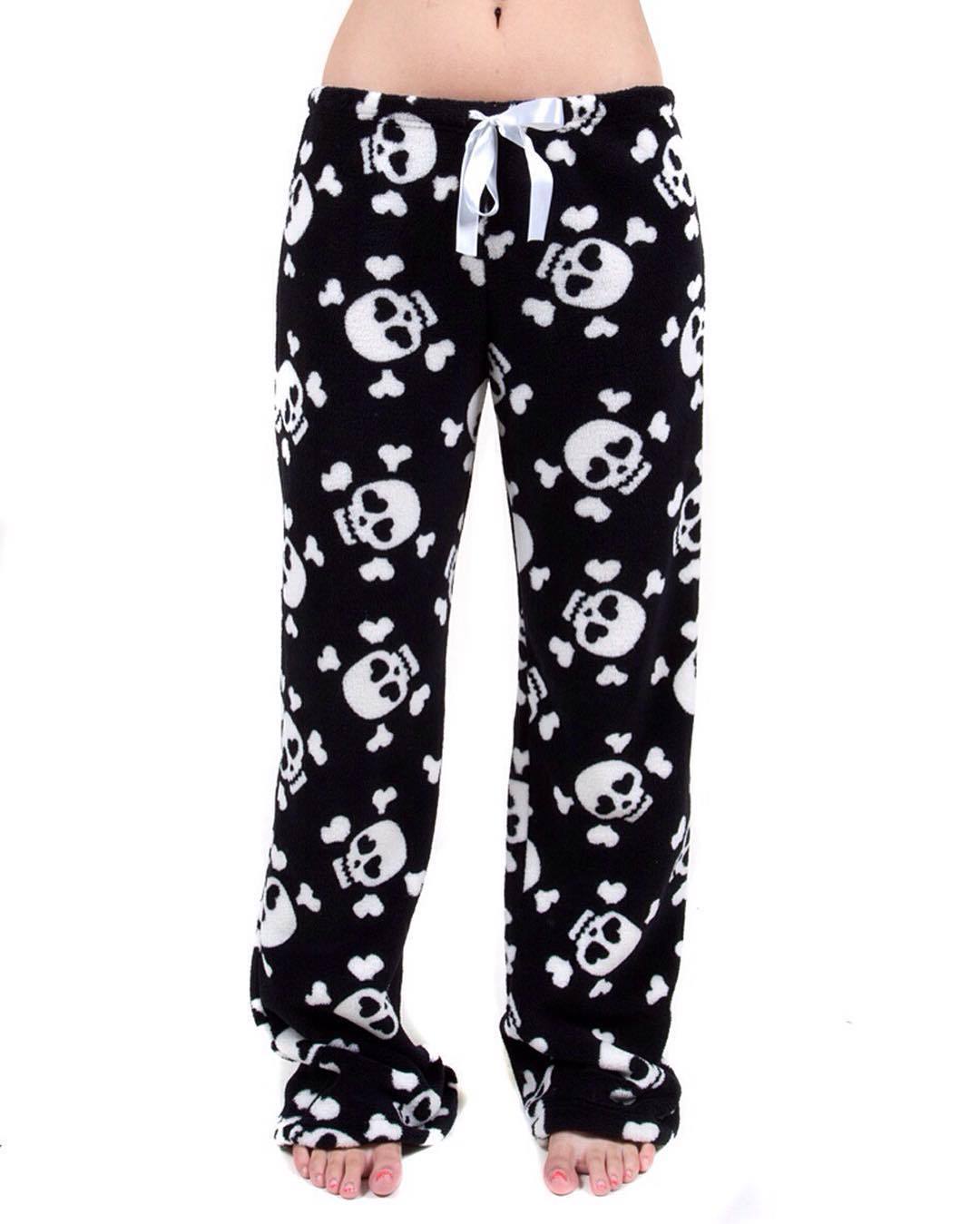 Lockere, lässige Pyjamahose mit Dralon-Totenkopf-Print