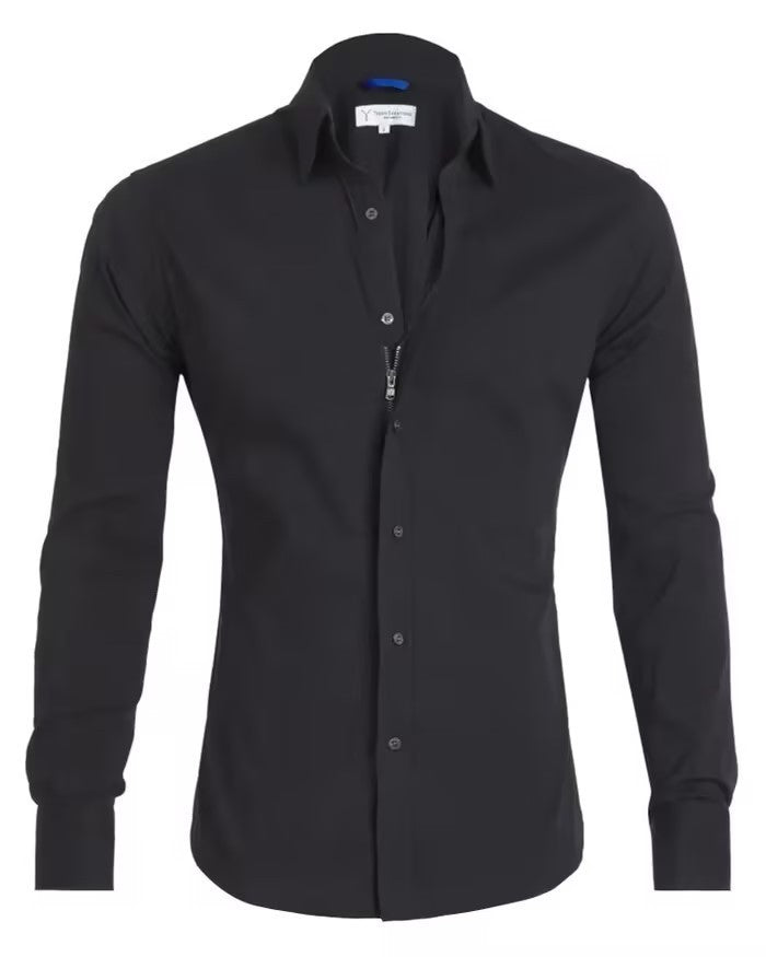 Chemise à manches longues avec fermeture éclair et boutons pour homme