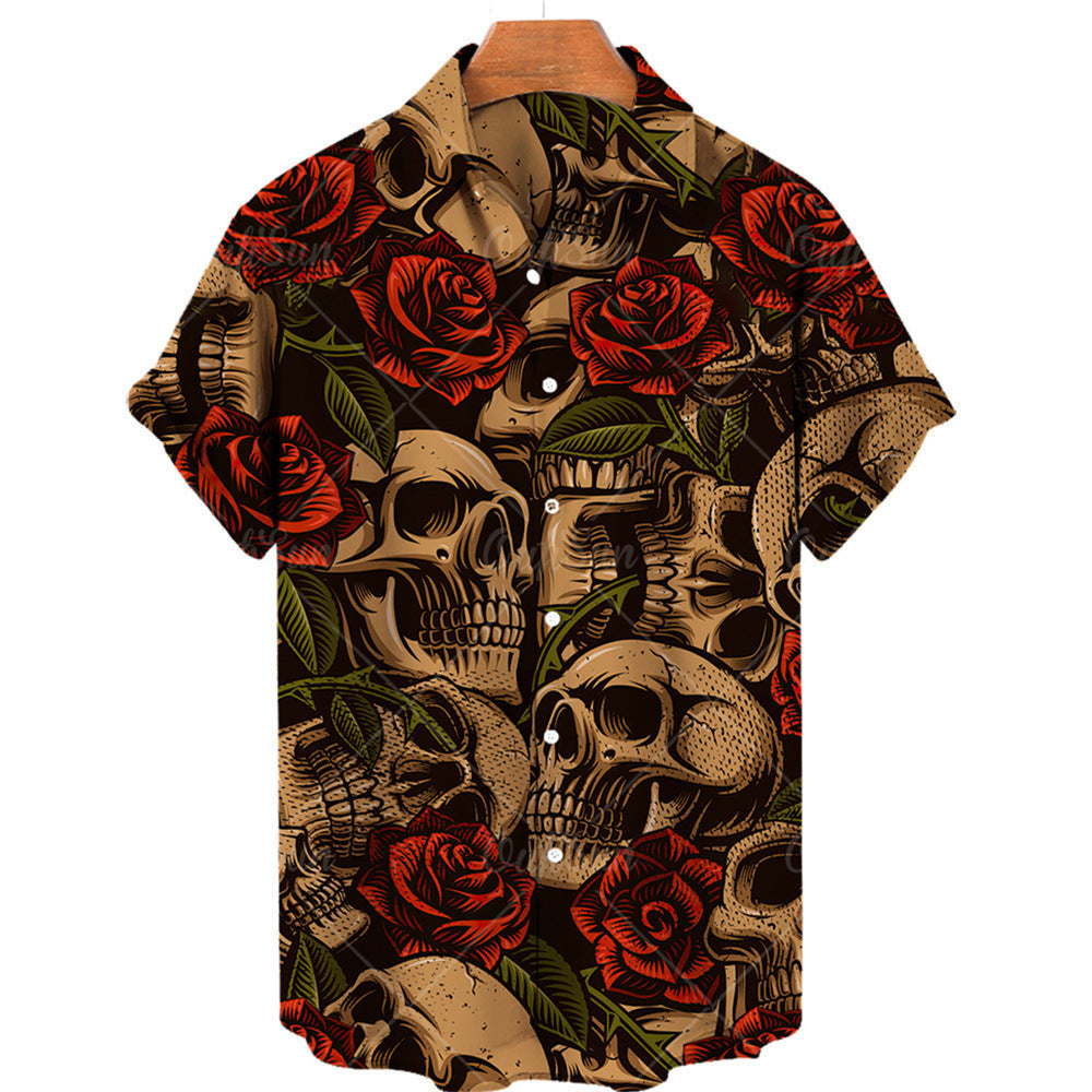 Summer Casual 3D Skull Men's Hawaiian Shirt