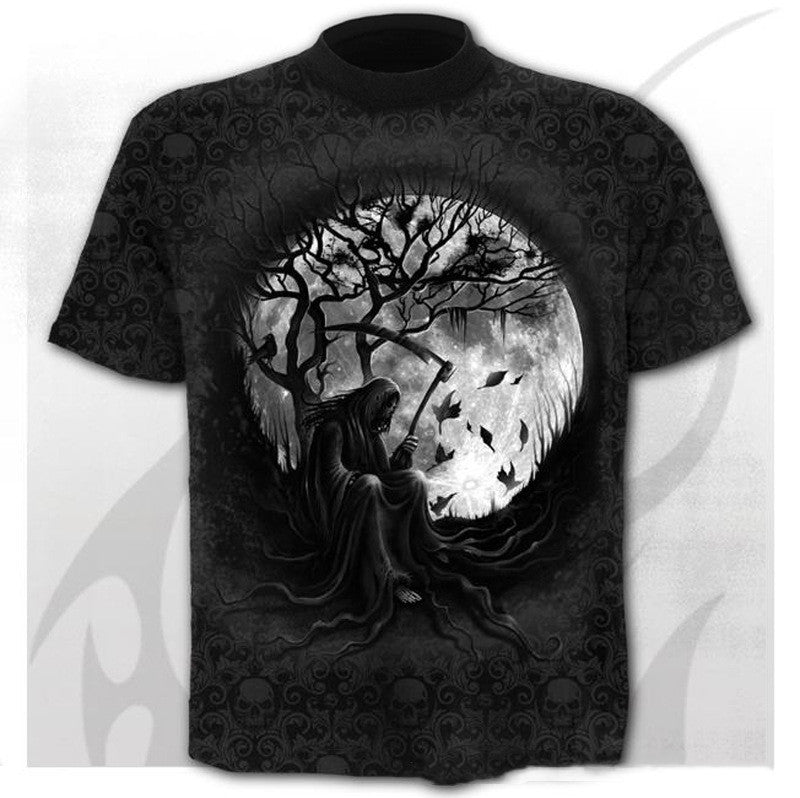 Men's Skull Digital Print Round Neck Short Sleeves