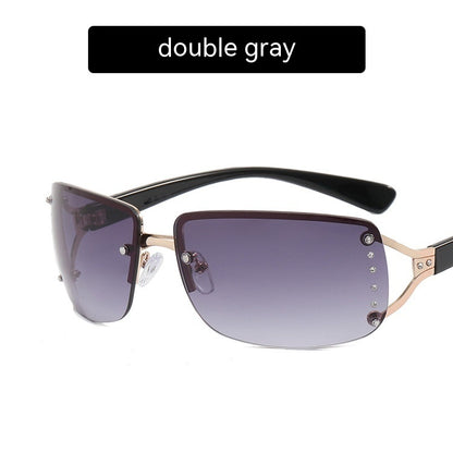 UV-proof Large Frame Frameless Diamond Sunglasses