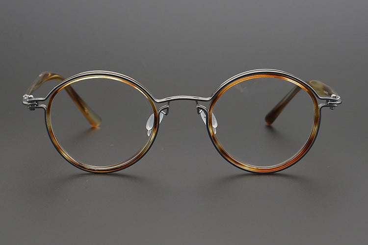 Pure Titanium Retro Handmade Round Frame Tortoiseshell  Myopia Frames