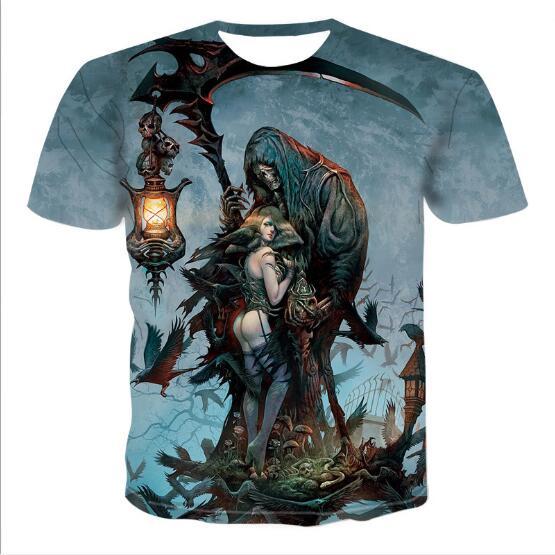 T-shirts pour hommes avec tête de mort T-shirts 3D