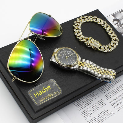 Wristwatch Glasses New Men's Watch Business Foreign Trade Sunglasses Watch Gift Box Suit