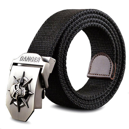 Men Canvas Skull Metal Belt