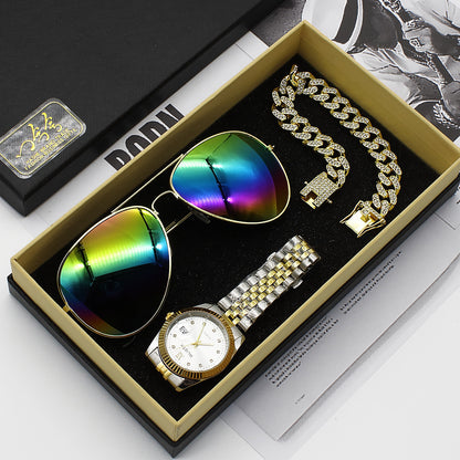 Wristwatch Glasses New Men's Watch Business Foreign Trade Sunglasses Watch Gift Box Suit