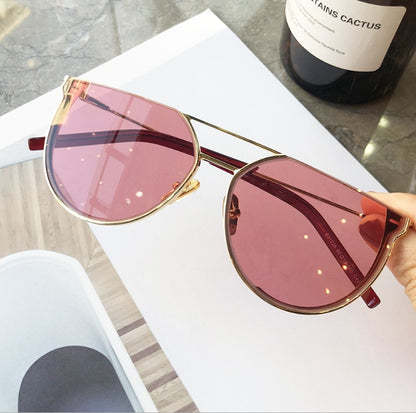 star with the same paragraph sunglasses female big box plain face photo sunglasses cut edge half frame sunglasses men glasses