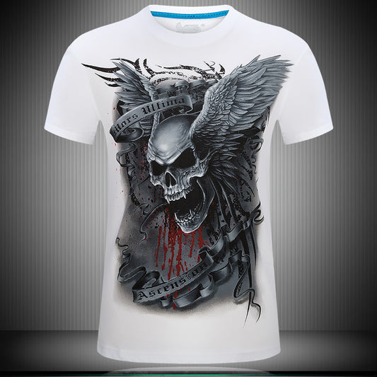 T-Shirt mit Totenkopf-3D-Druck