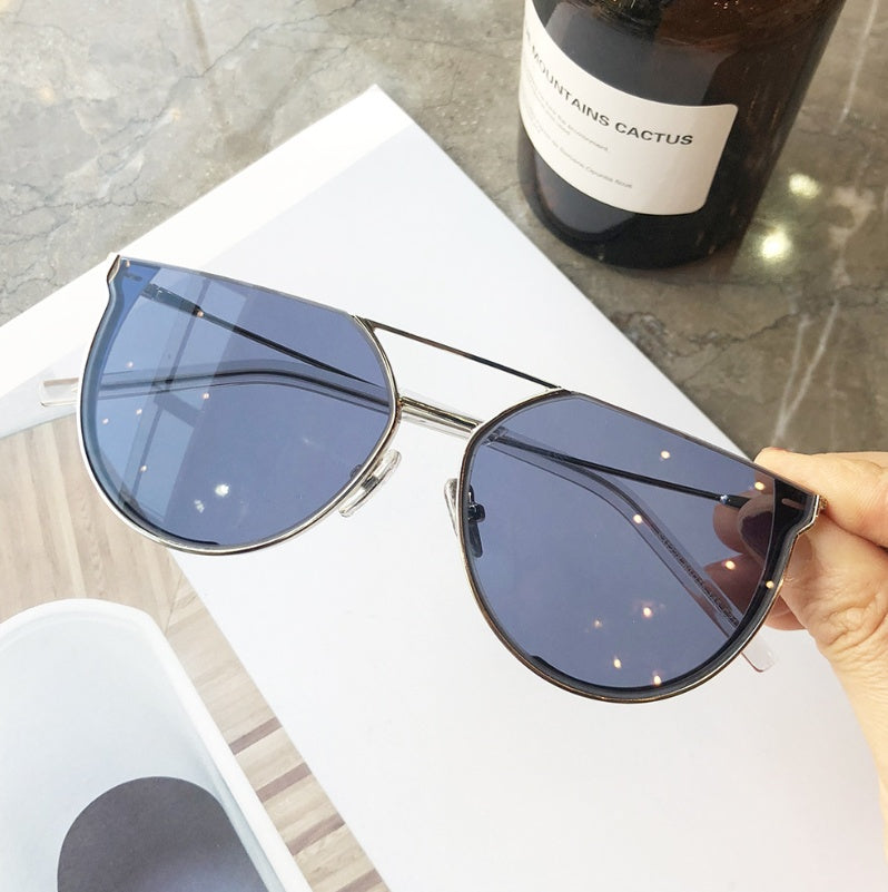 star with the same paragraph sunglasses female big box plain face photo sunglasses cut edge half frame sunglasses men glasses