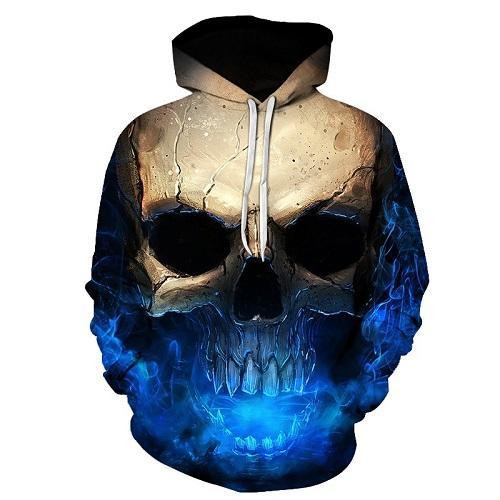 Sweat à capuche avec tête de mort 3D