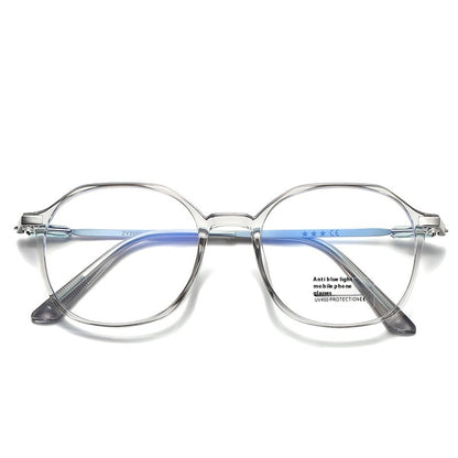 Lunettes unies anti-lumière bleue polygonales pour visage nu