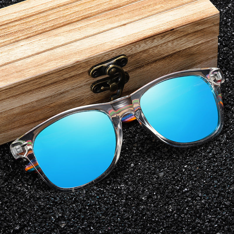 Wooden Polarized Sunglasses Square Color Wood Retro Casual