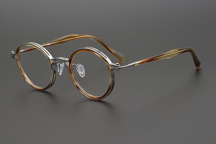 Pure Titanium Retro Handmade Round Frame Tortoiseshell  Myopia Frames