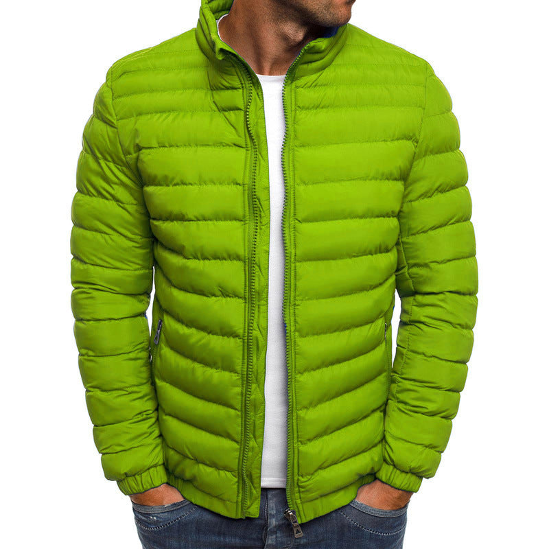 Veste pour homme avec fermeture éclair, couleur unie, manches longues, poches, résistant au froid, automne, coton épais, rembourré, pardessus pour l'extérieur