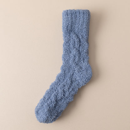 Chaussettes d'hiver chaudes et pelucheuses en polaire corail pour femmes et hommes, chaussettes de sol épaisses en velours pour dormir à la maison