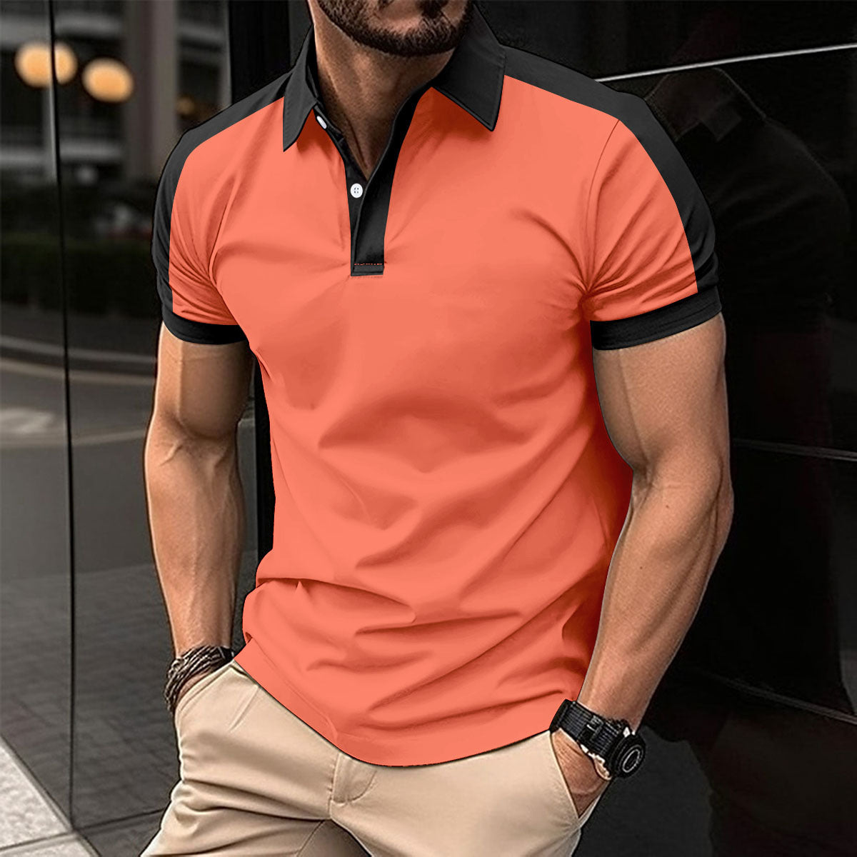 Herren Kurzarm Businesshemd Sommer Casual Poloshirts