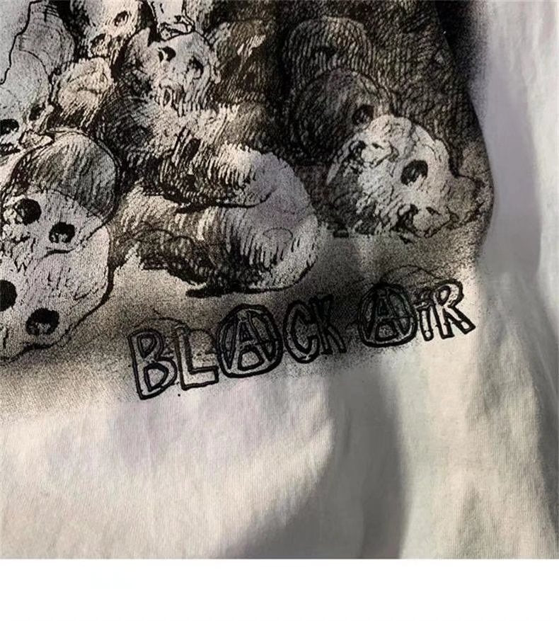 Kurzärmliges T-Shirt mit Totenkopf- und Engel-Print