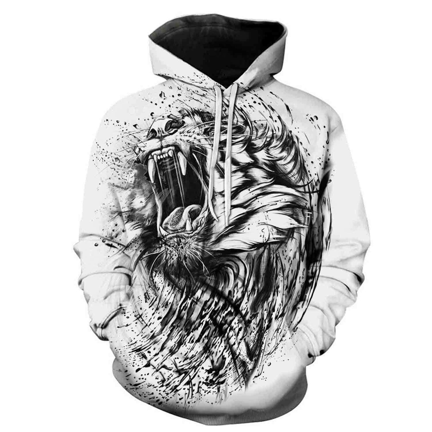 Skull 3D Digital Printing Hooded Long-sleeved Sweater