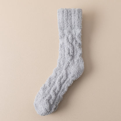 Chaussettes d'hiver chaudes et pelucheuses en polaire corail pour femmes et hommes, chaussettes de sol épaisses en velours pour dormir à la maison