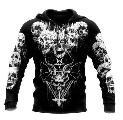 3D Printing Skull Pattern Men's Hoodie