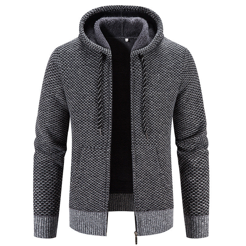 Manteau d'hiver fermeture à glissière couleur unie manches longues cordon de serrage avec chapeau garder au chaud décontracté épaissir peluche pull manteau pour tous les jours