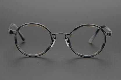 Pure Titanium Retro Handmade Round Frame Tortoiseshell  Myopia Frames