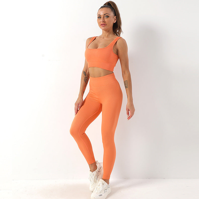 Ensemble de 2 pièces de yoga sans couture avec soutien-gorge et leggings taille haute pour femmes, pantalon de sport, de fitness, de yoga, de sport, tenues