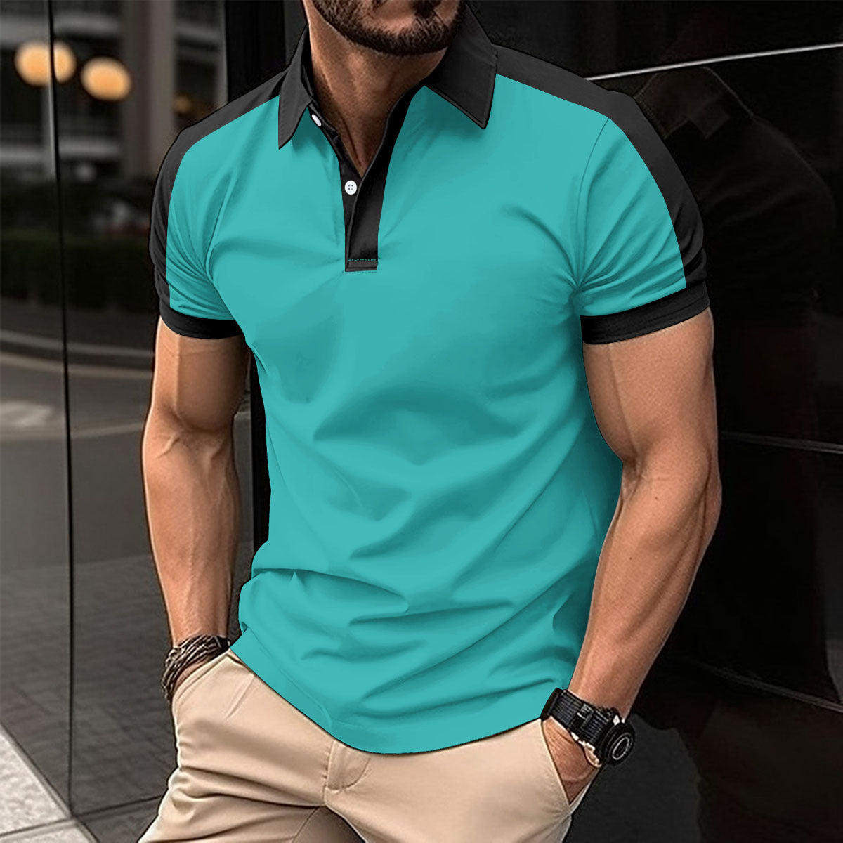 Herren Kurzarm Businesshemd Sommer Casual Poloshirts