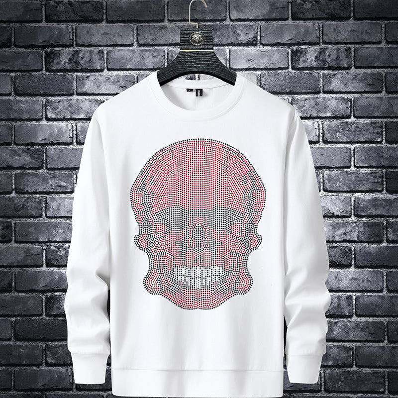 Skull Men's Hot Rhinestone Long Sleeve Sweatshirt