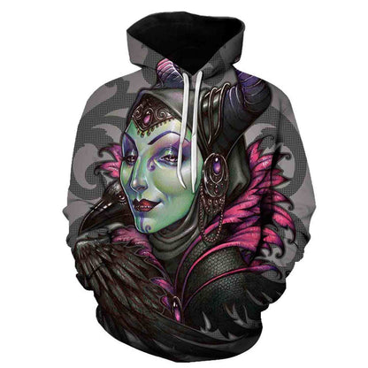 Skull 3D Digital Printing Hooded Long-sleeved Sweater