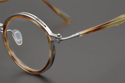 Pure Titanium Retro Handmade Round Frame Tortoiseshell  Myopia Frames