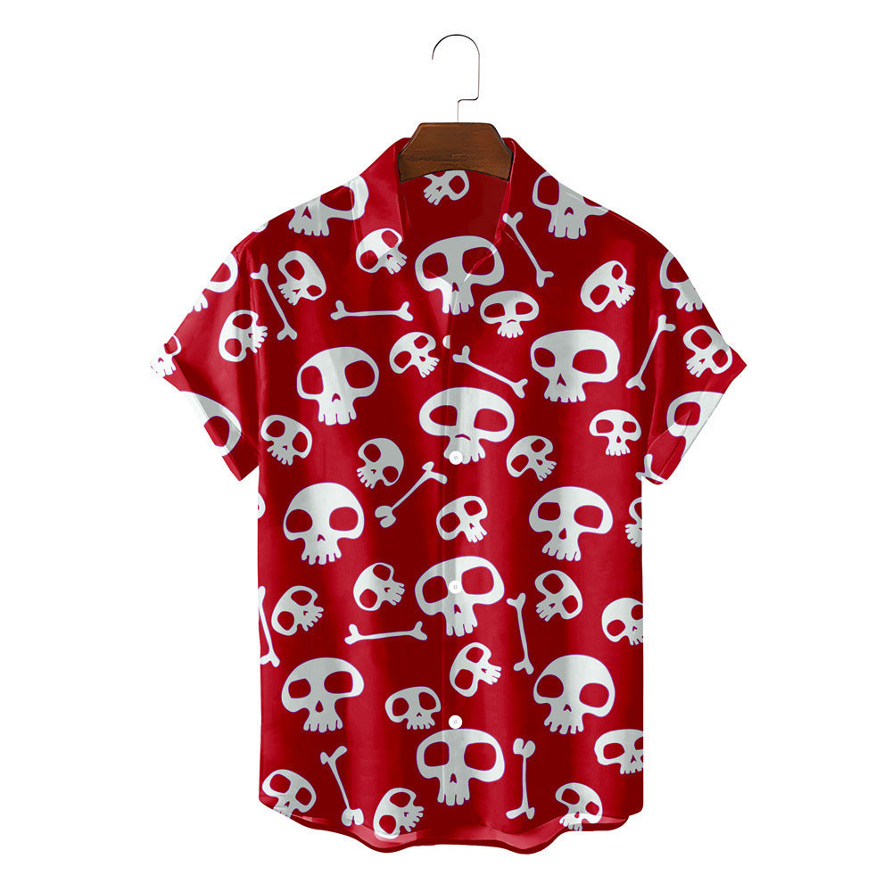 Sommer Casual 3D Totenkopf Herren Hawaiihemd