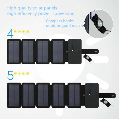 Outdoor-Falt-Solarpanel-Ladegerät, tragbar, 5 V, 2,1 A, USB-Ausgangsgeräte, Camp-Wanderrucksack, Reise-Netzteil für Smartphones