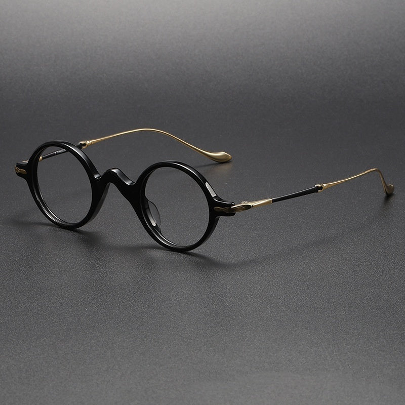 Sheet Metal Eyeglass Frame Fashion Retro Small Face With Myopic Glasses Option Pure Titanium Glasses Rim Men