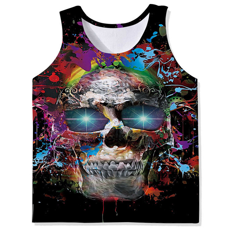 Skull Digital Printing Casual Breathable Men's New Vest