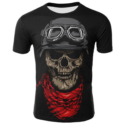 Sportliches, lässiges T-Shirt mit Totenkopf-Print und kurzen Ärmeln