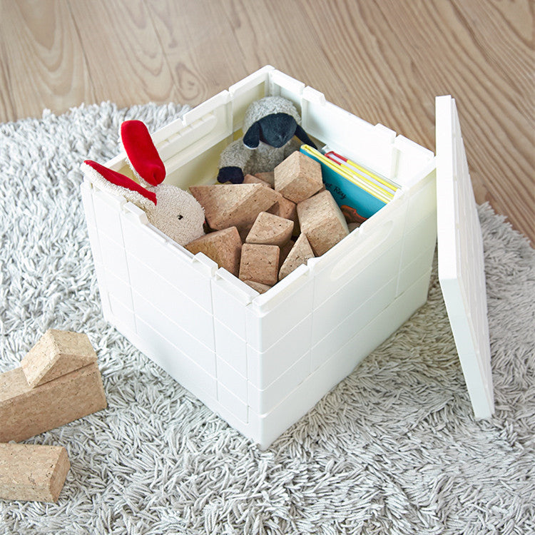 Foldable Brick Storage Box Sit-on Shoe Stool