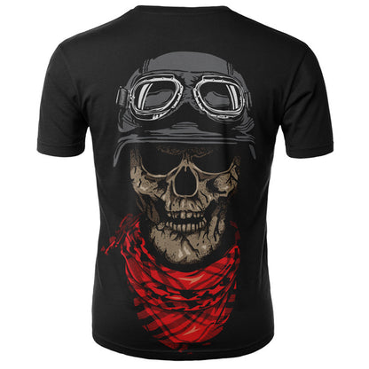 Sportliches, lässiges T-Shirt mit Totenkopf-Print und kurzen Ärmeln