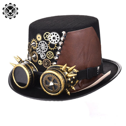 Chapeau Steampunk Gear Punk Rivet Chapeau Lunettes Gothiques Chapeau Magique 