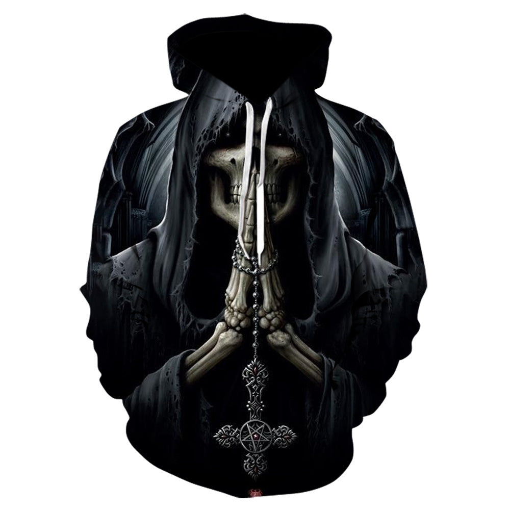 Lässiges Herren-Sweatshirt mit Totenkopf-3D-Digitaldruck